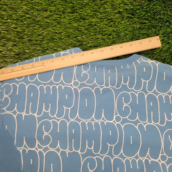 VTG Champion Reverse Weave Sweatshirt Womens M Cropped Boxy Fit Y2K AOP - Picture 10 of 12